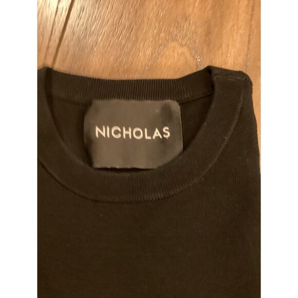 Revolve Nicholas Compact Shoulder Cut Out long sleeve slit black Midi Dress S - Picture 10 of 10